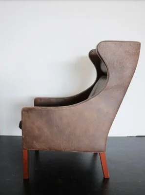 Mid-Century Modern Leather Wingback Chair