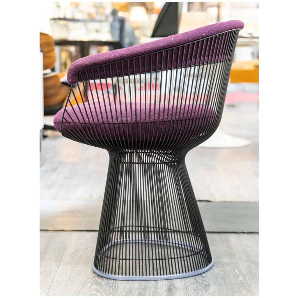 Platner Purple Fabric and Metal Dining Chair