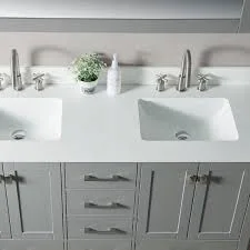Gray Double Vanity with Marble Top