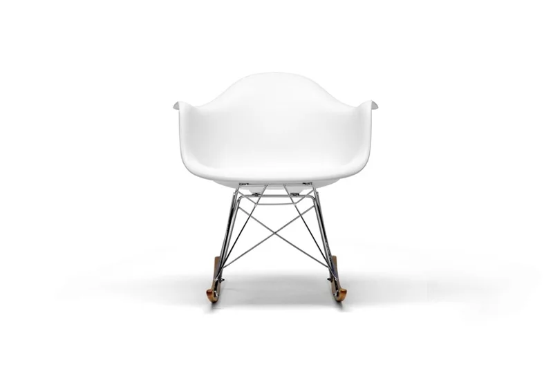 White Mid-Century Modern Rocking Chair