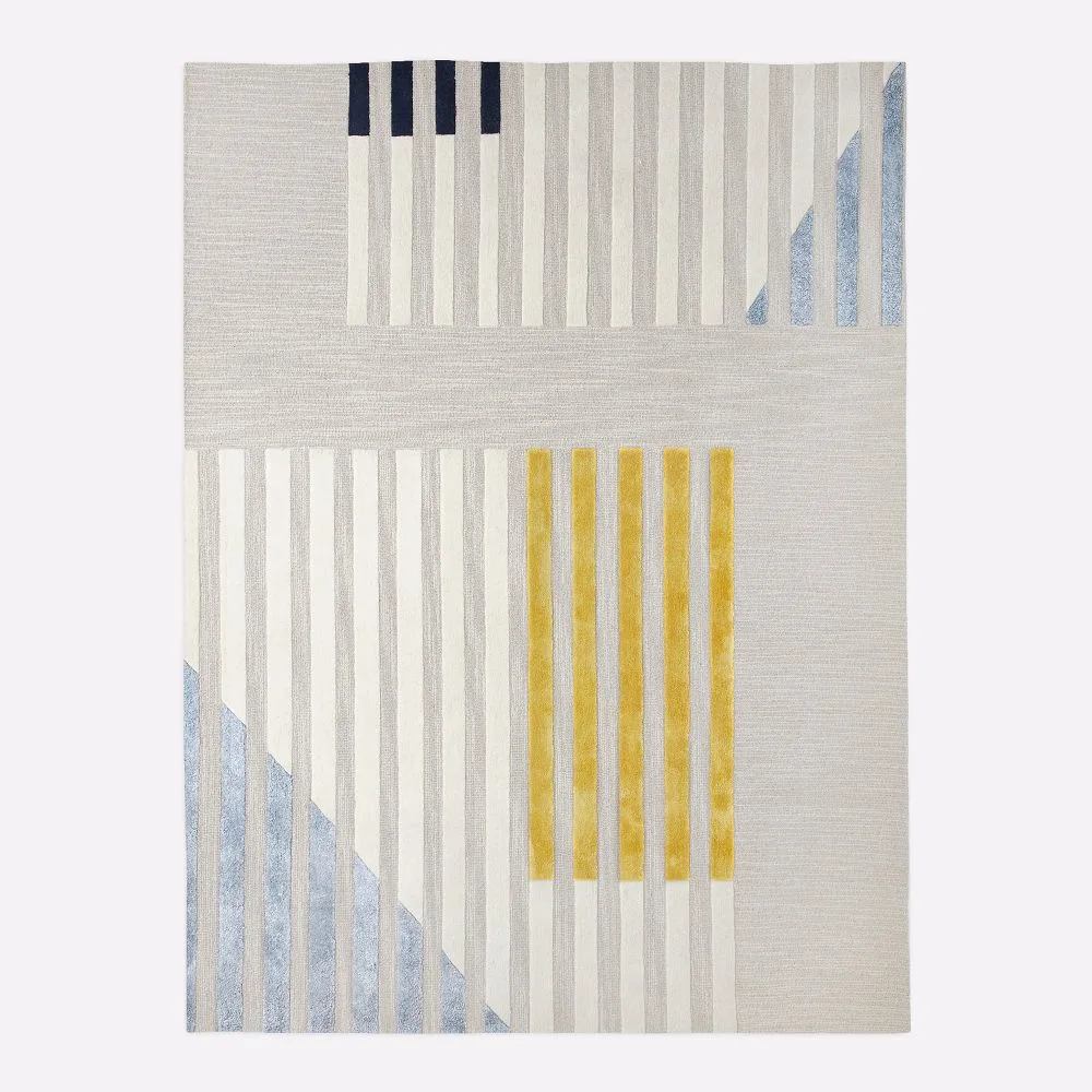 Kista Geometric Striped Wool Area Rug