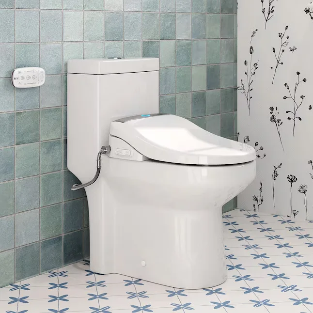 White Round Toilet With Bidet Seat