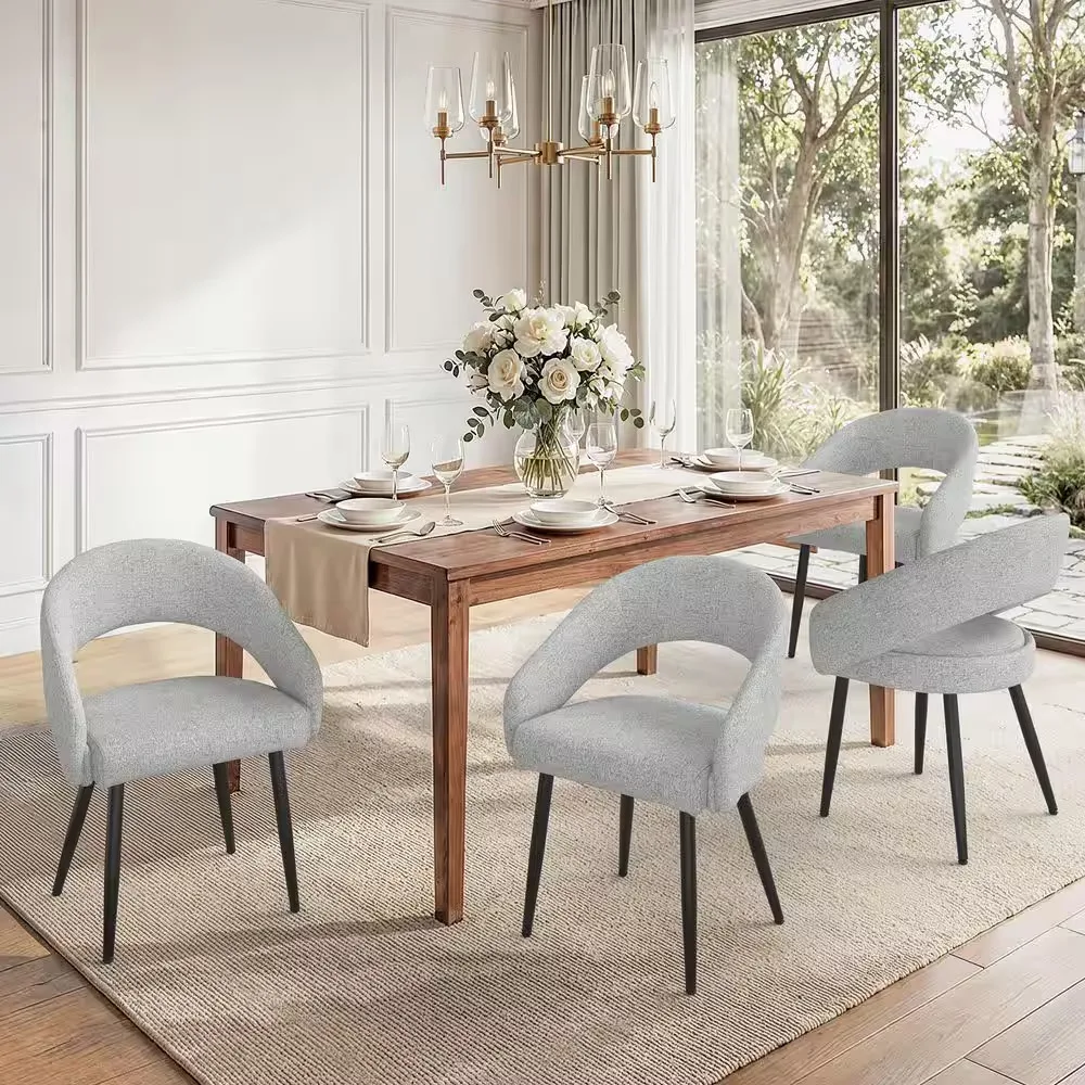 Modern Gray Fabric Dining Chair