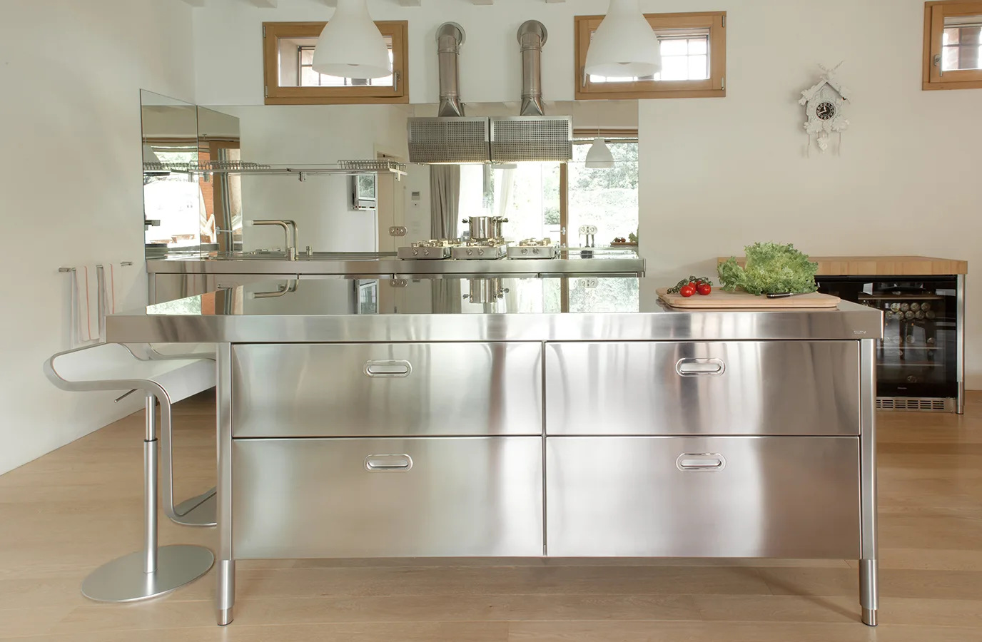 Brushed Steel Kitchen Island