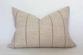Cream Striped Linen Throw Pillow