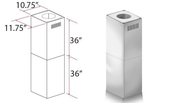 ZLINE Extension Brushed Steel Range Hood Chimney