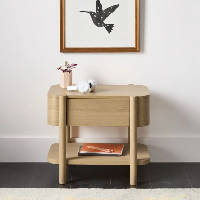 Redondo Natural Oak Wood Nightstand