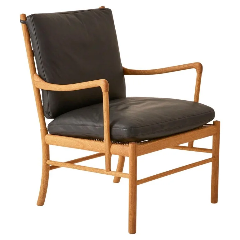 Ole Wanscher Colonial Oak and Leather Armchair