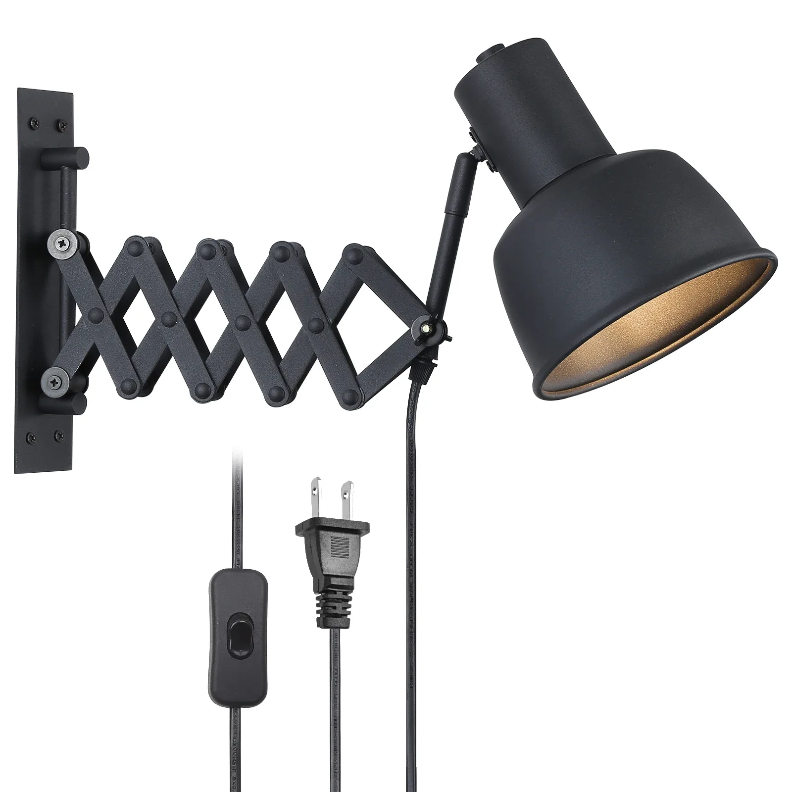 Matte Black Metal Scissor Arm Wall Lamp