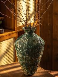 Textured Green Ceramic Vase