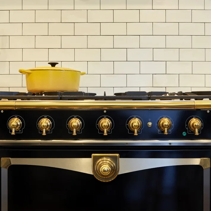 Black and Brass Gas Range