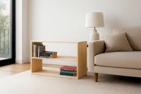 Minimalist Low Wooden Shelving Unit