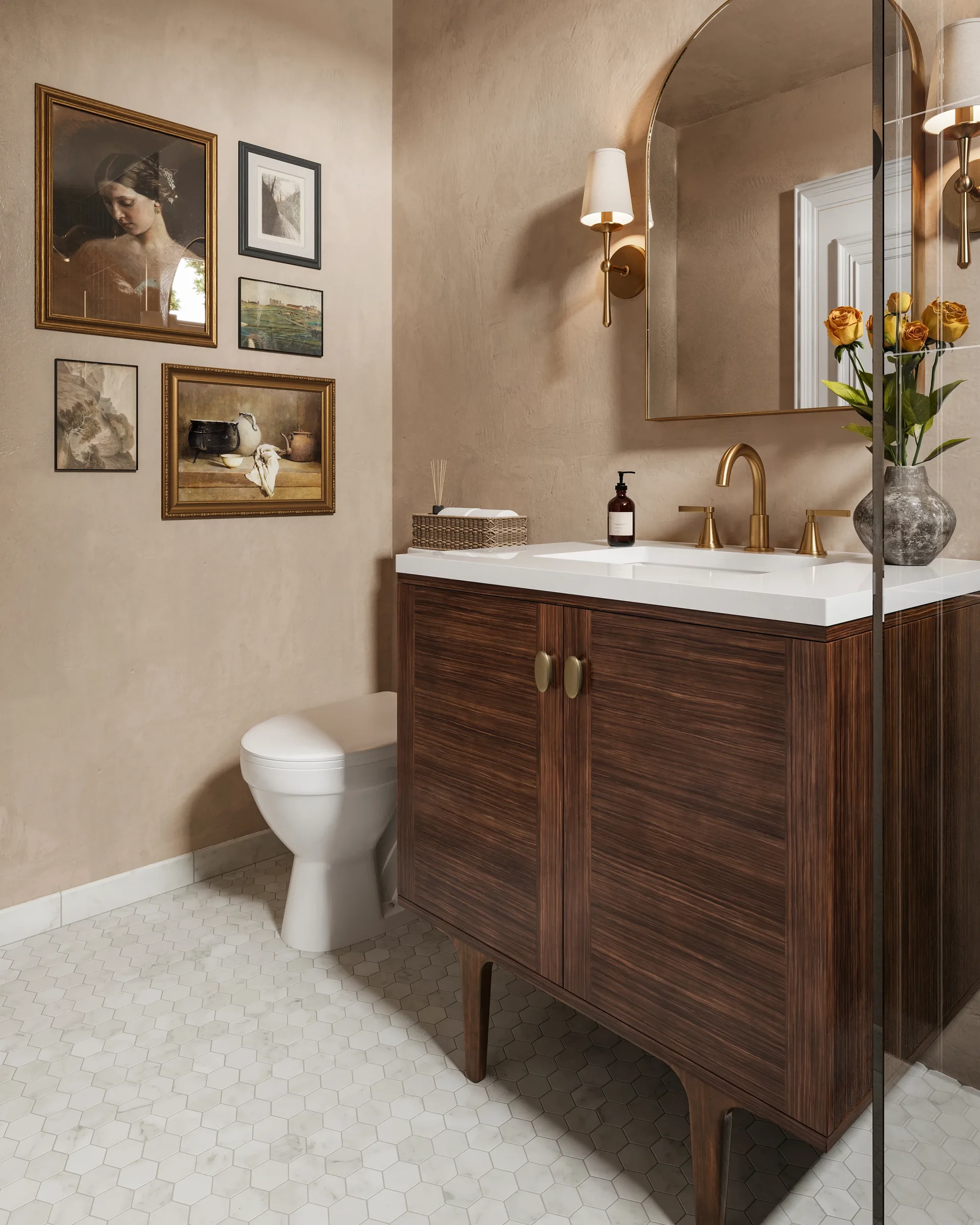 Demi Mid-Century Walnut Bathroom Vanity