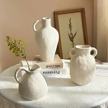 Rustic Matte Ceramic Pitcher Vase