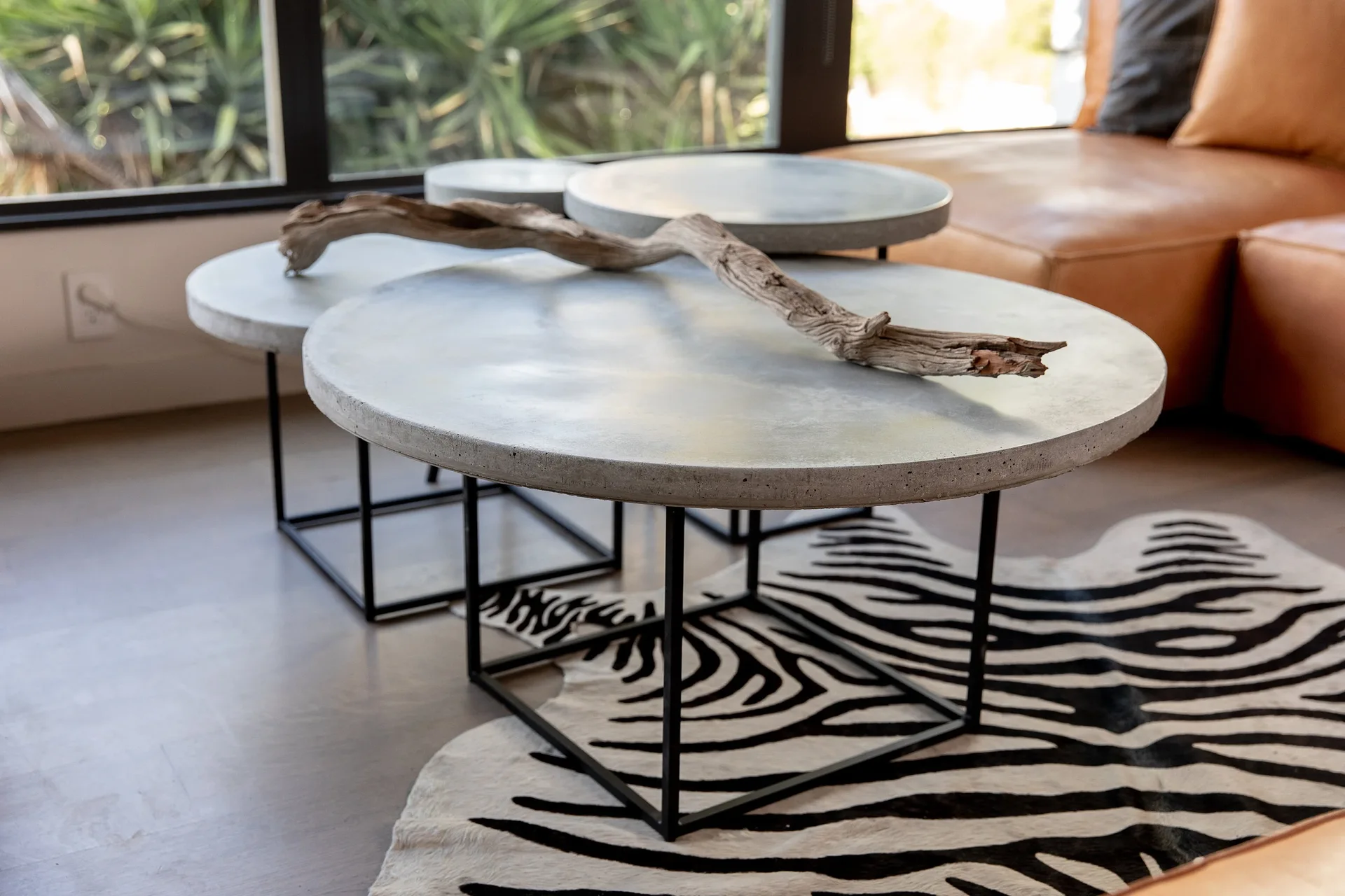 Round Concrete Nesting Coffee Table Set
