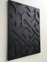 Matte Black Geometric Wood Wall Art