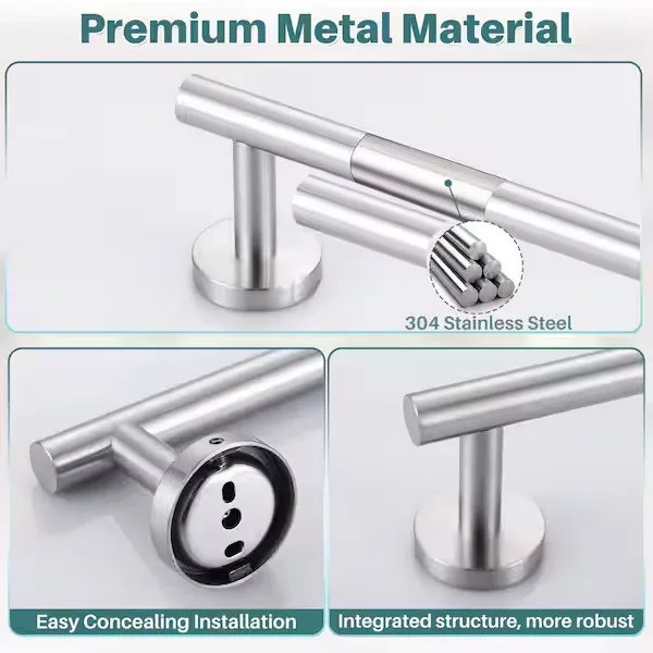 Modern Brushed Steel Towel Bar