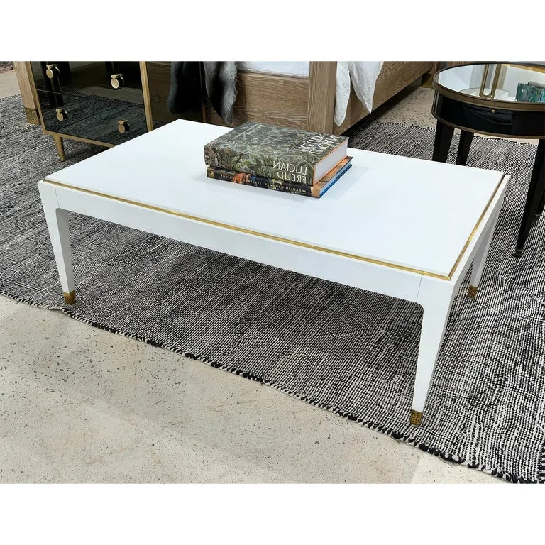 White Lacquered Rectangular Coffee Table