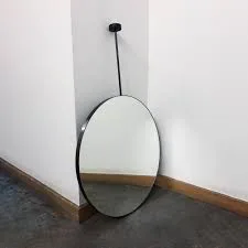 Black Ceiling Mount Round Mirror