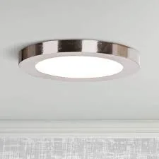 Brushed Steel Round Flush Mount Ceiling Light
