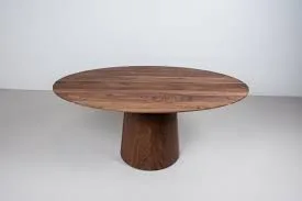 Mid-Century Modern Oval Walnut Dining Table