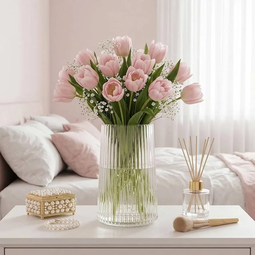 Ribbed Glass Vase