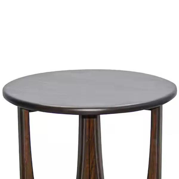 Natra Dark Brown Wood Round Side Table