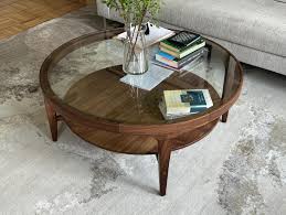 Round Wood and Glass Coffee Table