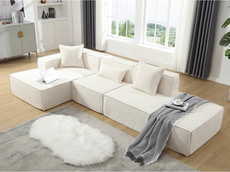 Cream Fabric Modular Sofa