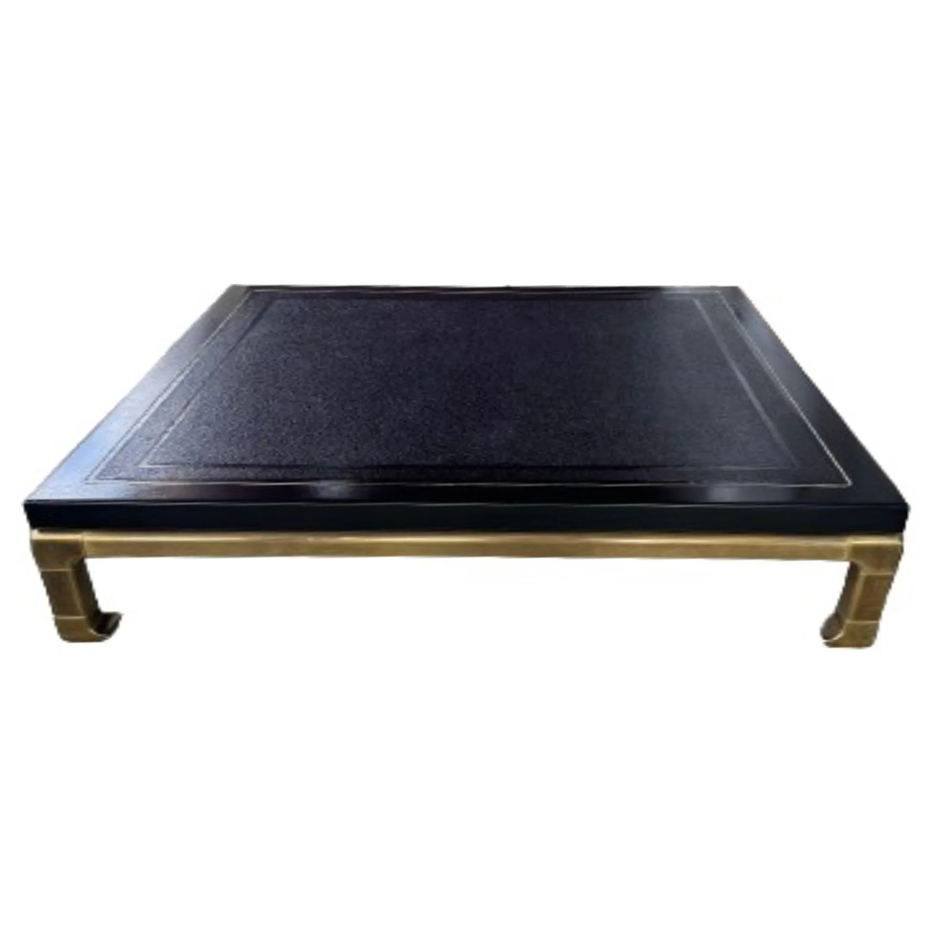 Black and Brass Mastercraft Coffee Table For Sale