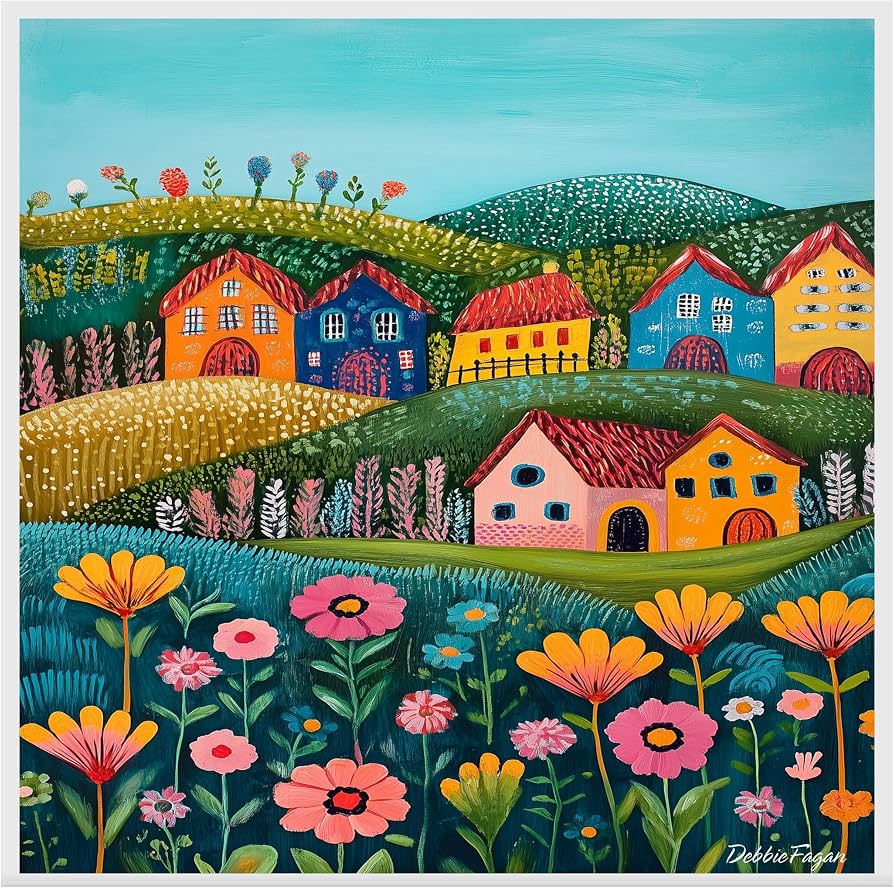 Whimsical Folk Art Framed Wall Art