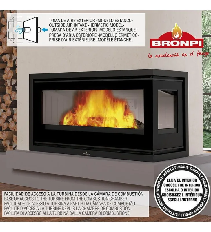 Bronpi Cairo Modern Black Steel Fireplace Insert