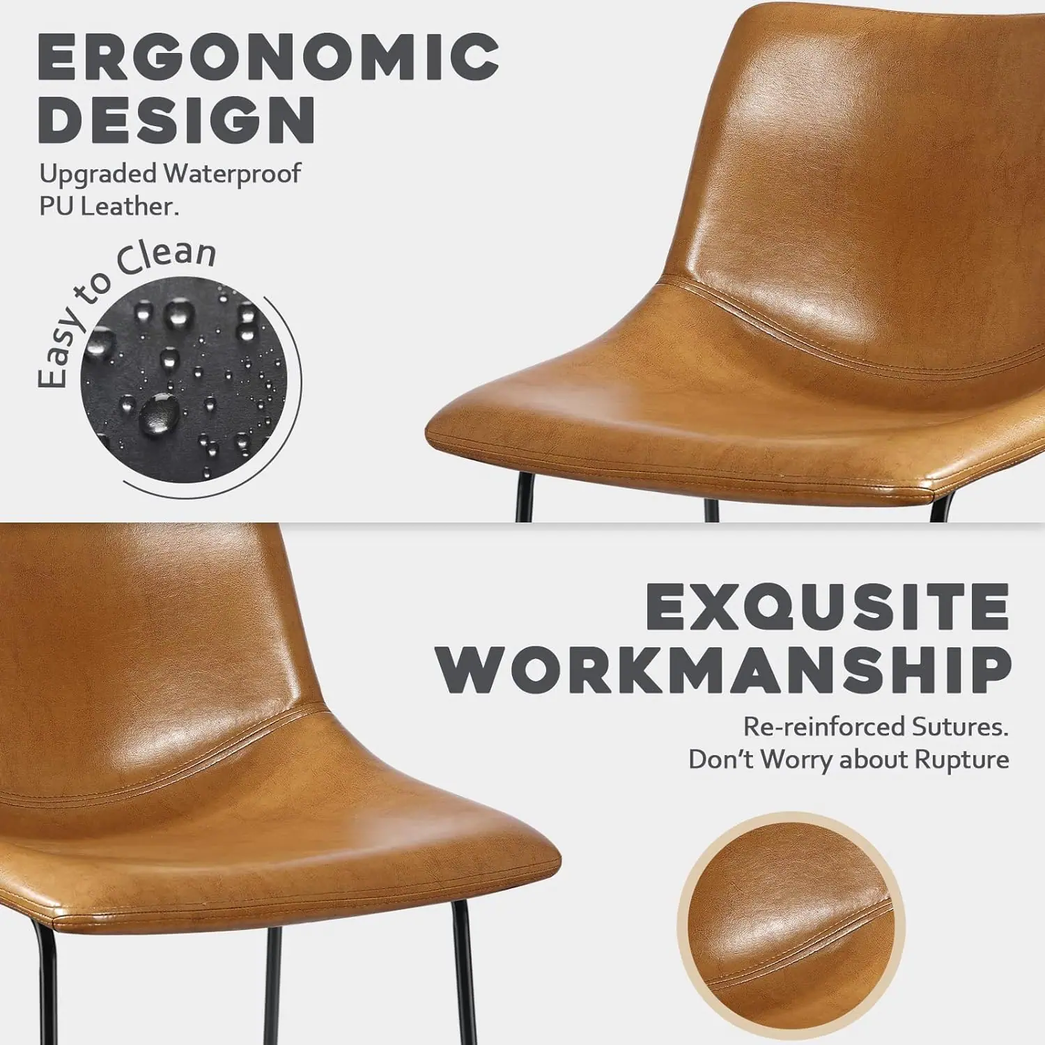 Modern Tan Leather Bar Stool