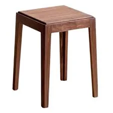 Square Walnut Wooden Stool