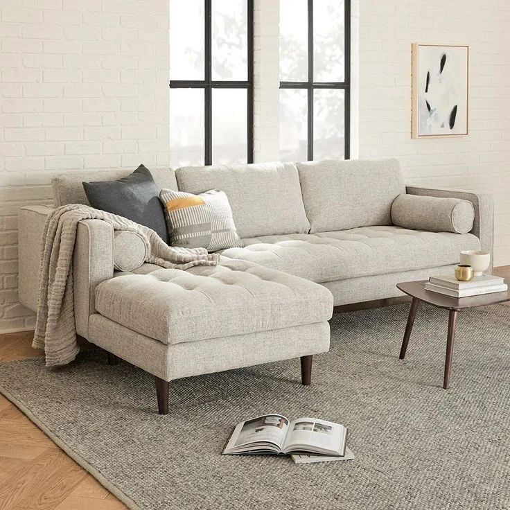 Tufted Fabric Sectional Sofa