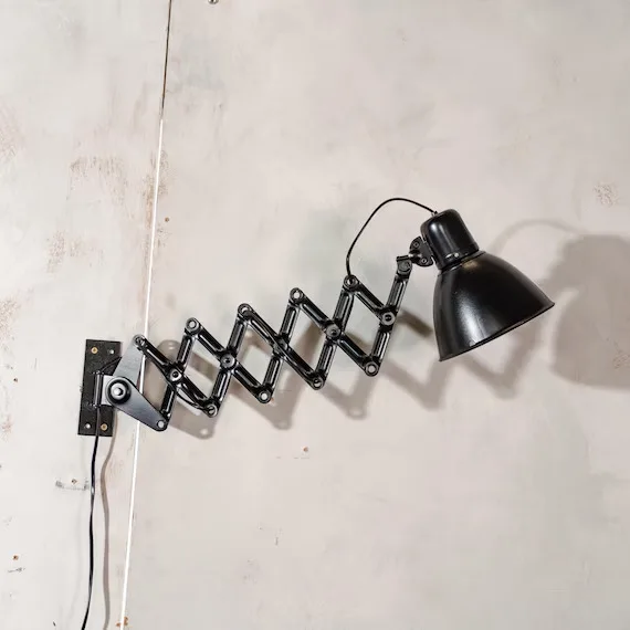 Black Industrial Scissor Arm Wall Lamp