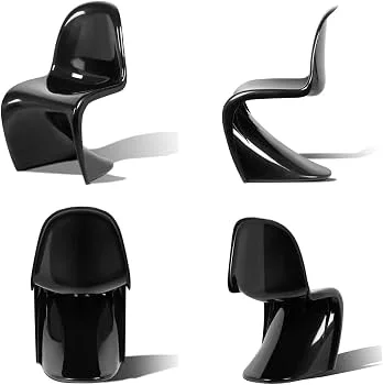 S-Shaped Glossy Black Sculptural Chair