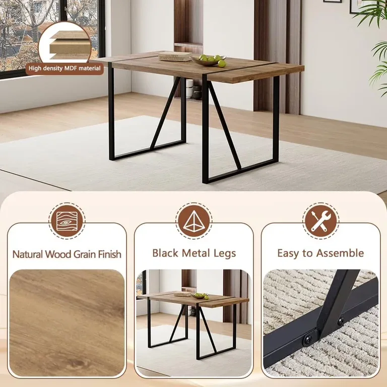 Rectangular Dining Table with Metal Legs