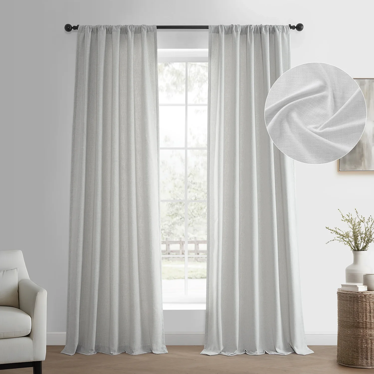 Solid Textured Curtain Panel