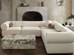 White Textured Low Profile Sofa