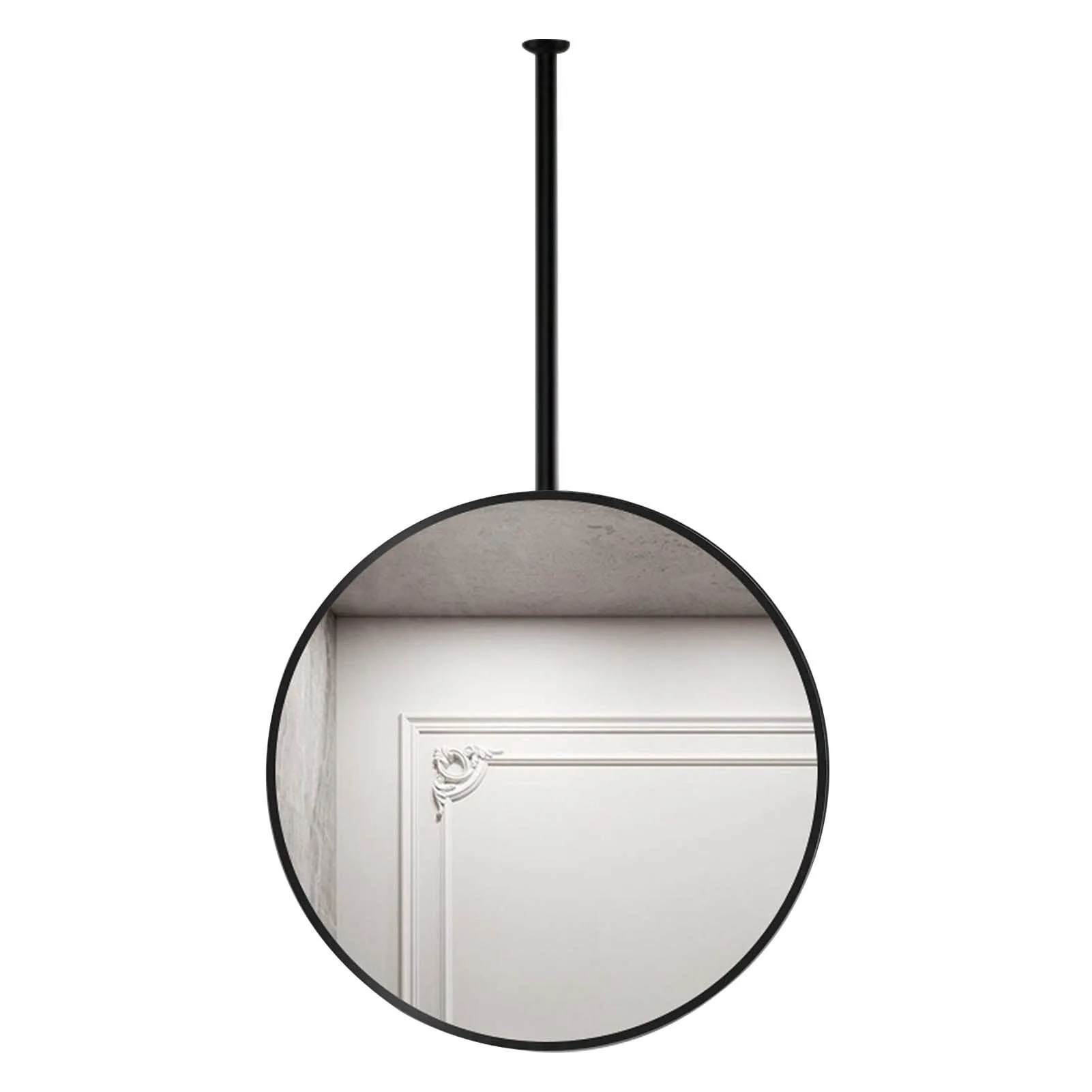 Matte Black Ceiling Mount Round Mirror