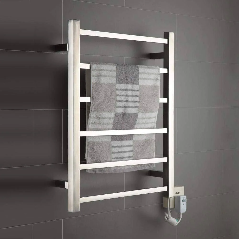 Modern Brushed Steel Heated Towel Rack