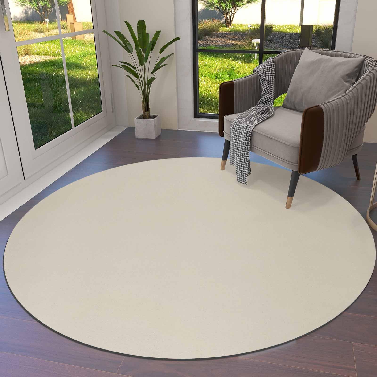 Solid Beige Round Area Rug