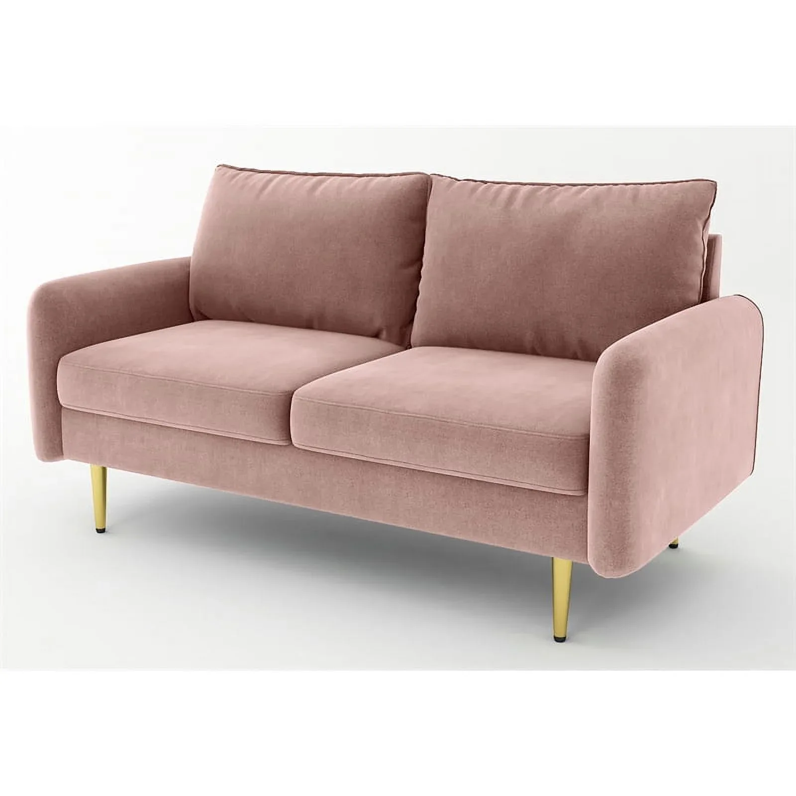 Pemberly Row Contemporary 58" Upholstered Velvet Loveseat in Pink