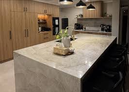 Taj Mahal Modern Rectangular Stone Kitchen Island