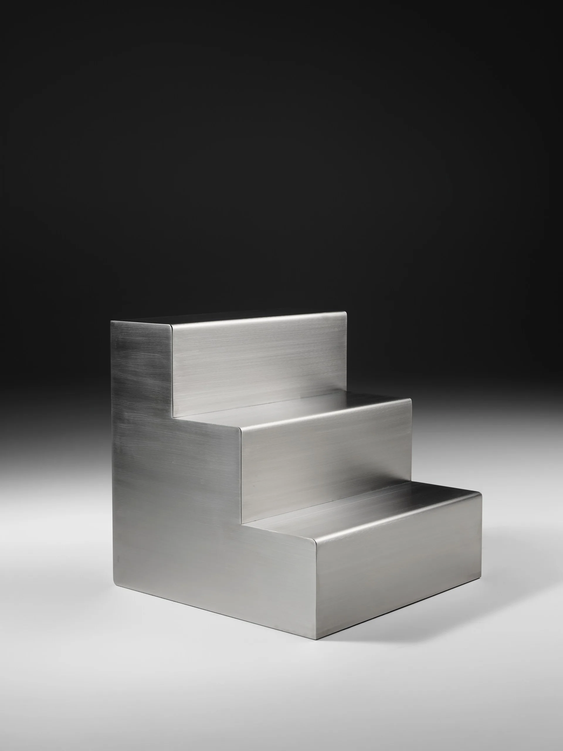 Monolit Brushed Steel Sculptural Stepped Accent Table