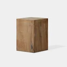 Pure Square Teak Wood Block Side Table