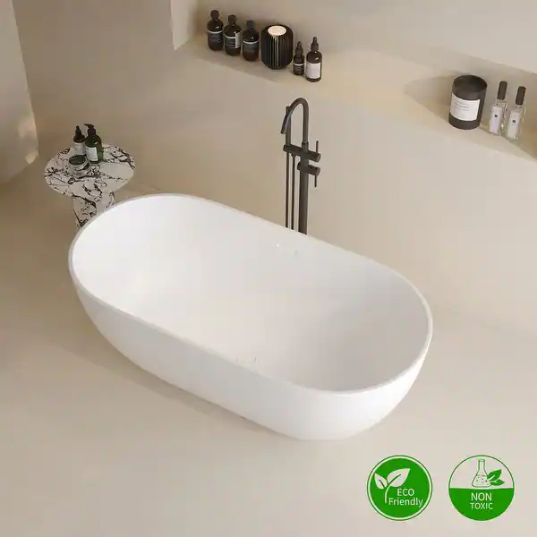 Matte White Oval Freestanding Bathtub