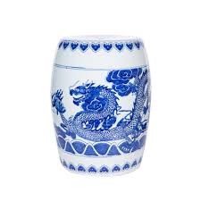 Blue and White Dragon Garden Stool