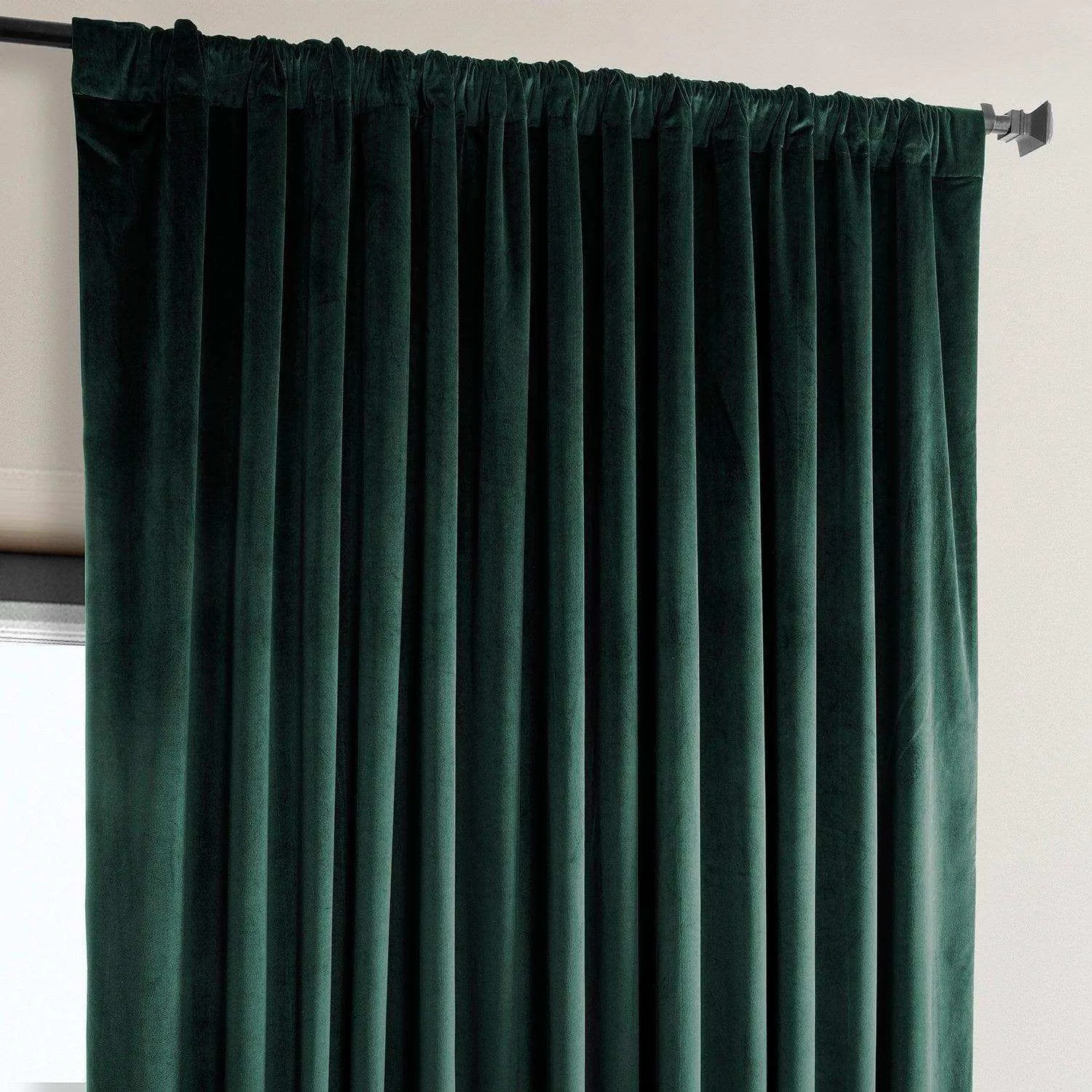 Forestry Green Green Velvet Curtain Panel